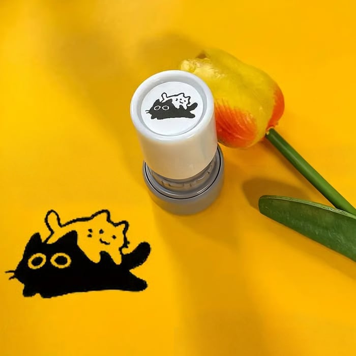 🔥Last Day - 49% OFF 🎁Cat Pattern Stamp, 5 Counts/set Round Self-inking Stamp