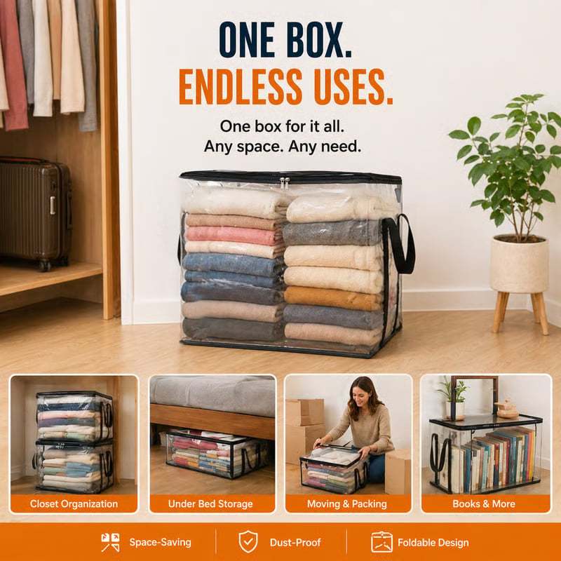 🎁 Mother's Day Sale 49% OFF - Large Heavy-Duty Thick Clear Storage Bag for Clothes, Moving & Storage