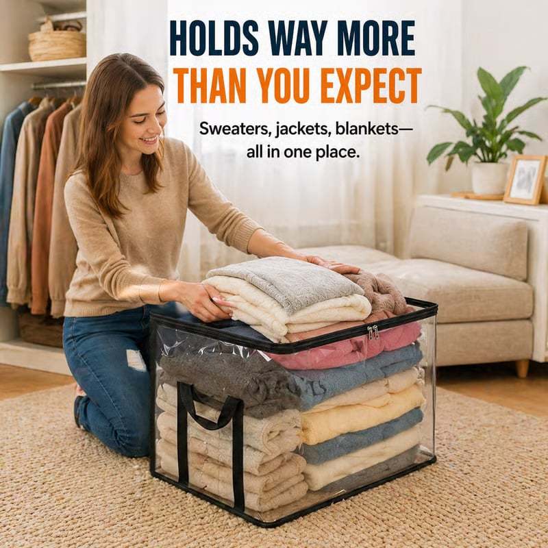 🎁 Mother's Day Sale 49% OFF - Large Heavy-Duty Thick Clear Storage Bag for Clothes, Moving & Storage