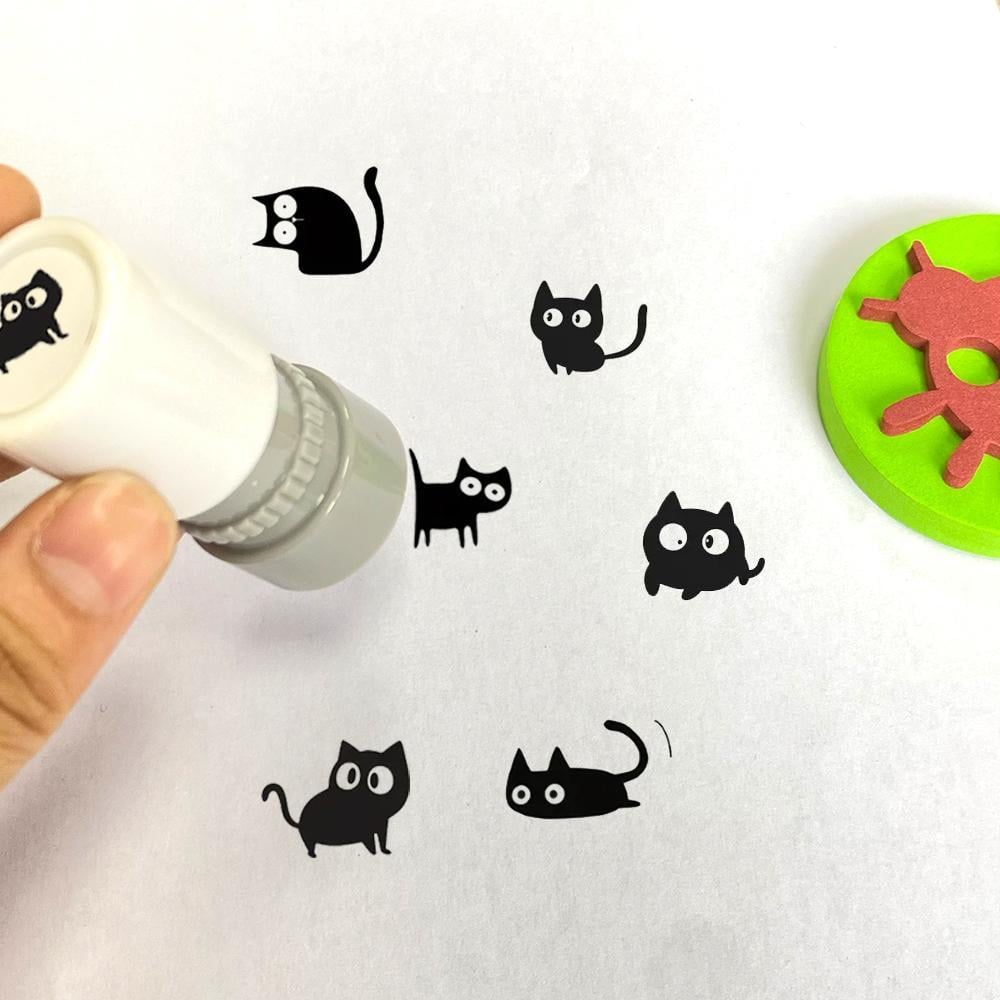🔥Last Day - 49% OFF 🎁Cat Pattern Stamp, 5 Counts/set Round Self-inking Stamp