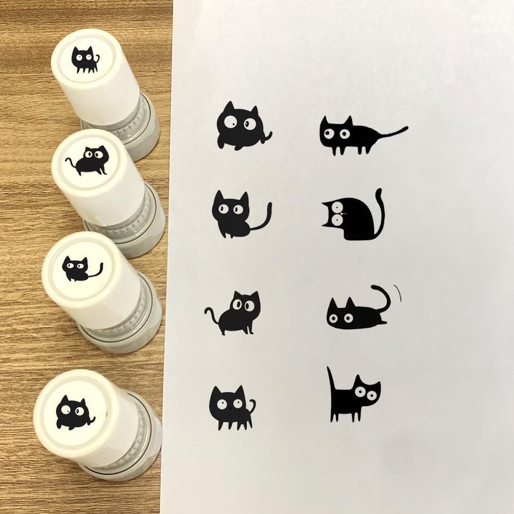 🔥Last Day - 49% OFF 🎁Cat Pattern Stamp, 5 Counts/set Round Self-inking Stamp