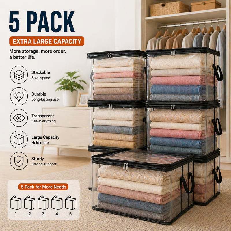 🎁 Mother's Day Sale 49% OFF - Large Heavy-Duty Thick Clear Storage Bag for Clothes, Moving & Storage