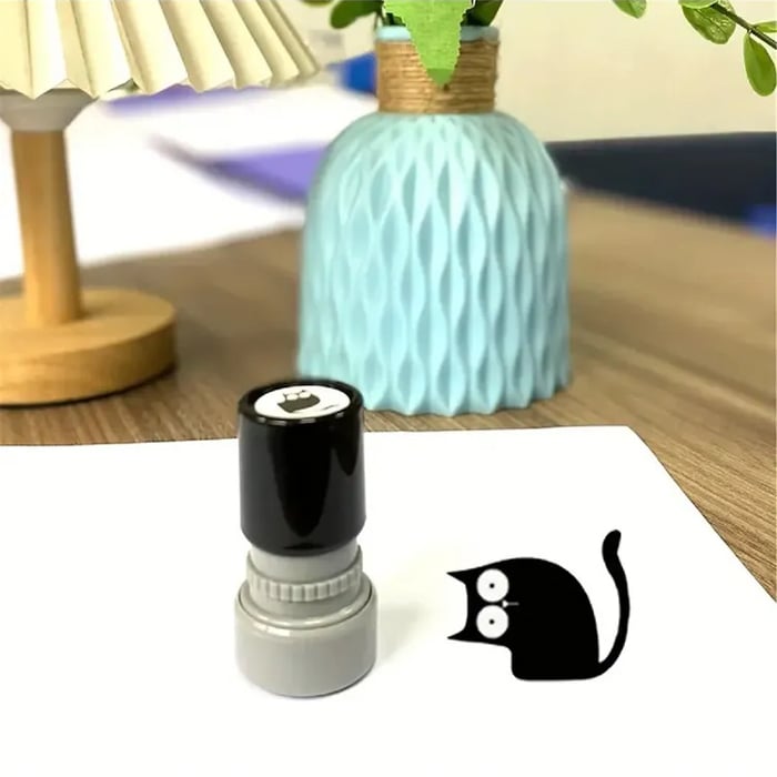 🔥Last Day - 49% OFF 🎁Cat Pattern Stamp, 5 Counts/set Round Self-inking Stamp
