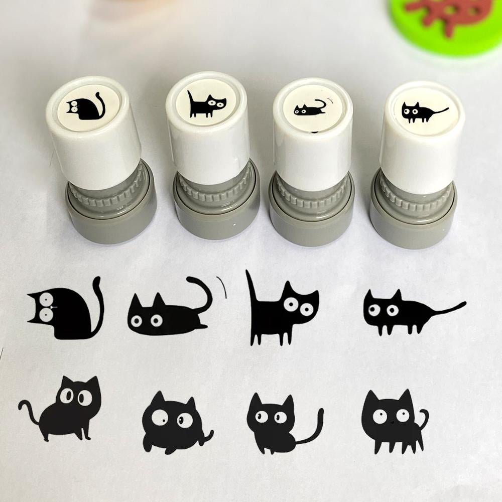 🔥Last Day - 49% OFF 🎁Cat Pattern Stamp, 5 Counts/set Round Self-inking Stamp