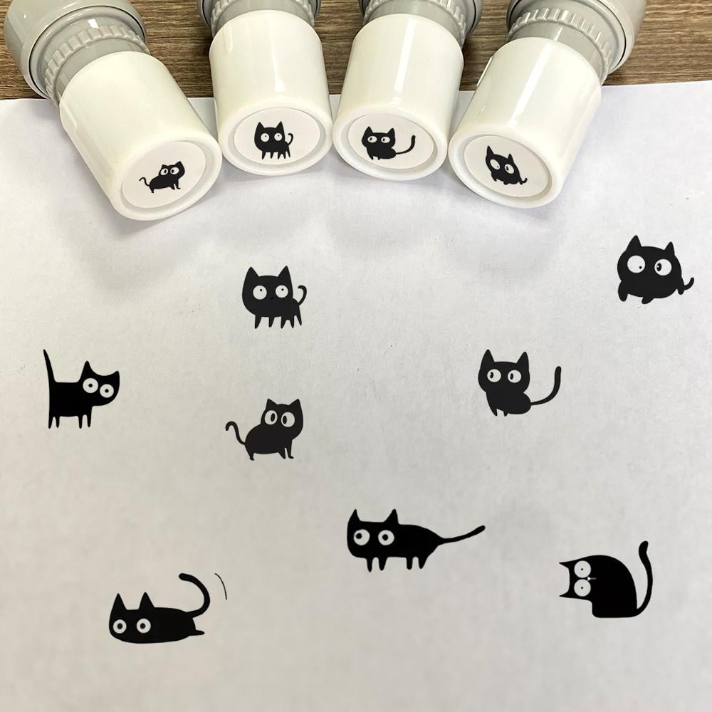 🔥Last Day - 49% OFF 🎁Cat Pattern Stamp, 5 Counts/set Round Self-inking Stamp