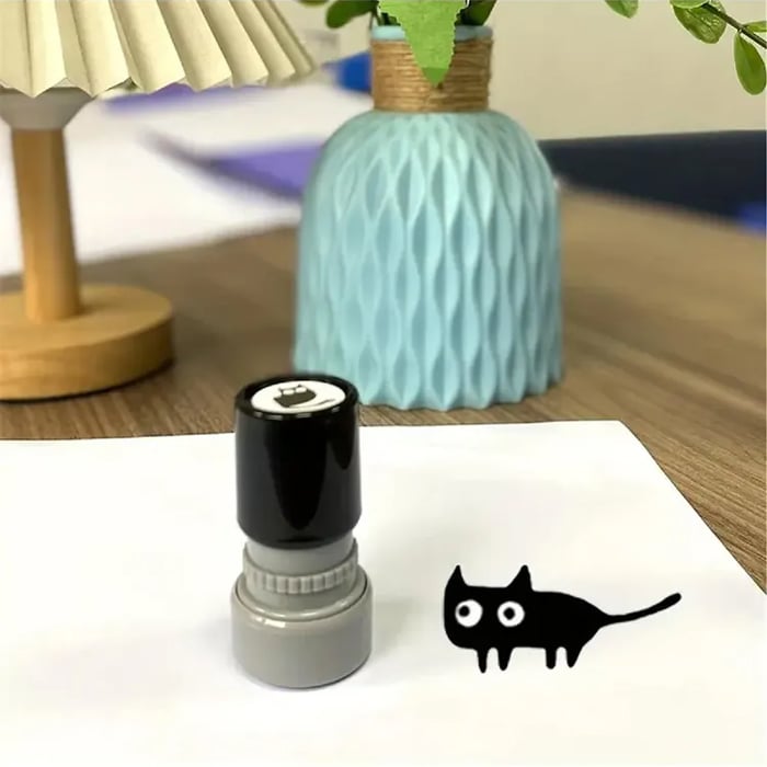 🔥Last Day - 49% OFF 🎁Cat Pattern Stamp, 5 Counts/set Round Self-inking Stamp